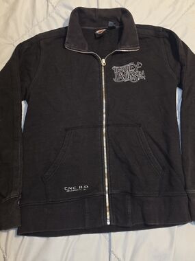 Harley Davidson Womens Medium Motorcycle Black Embellished Full Zip Jacket